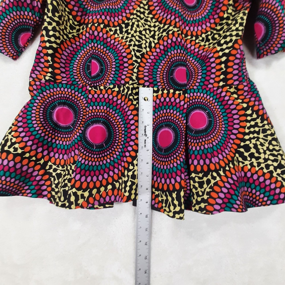 Handmade Ankara Peplum Top Vibrant African Print Sequin Blouse Multi Color - Picture 4 of 8